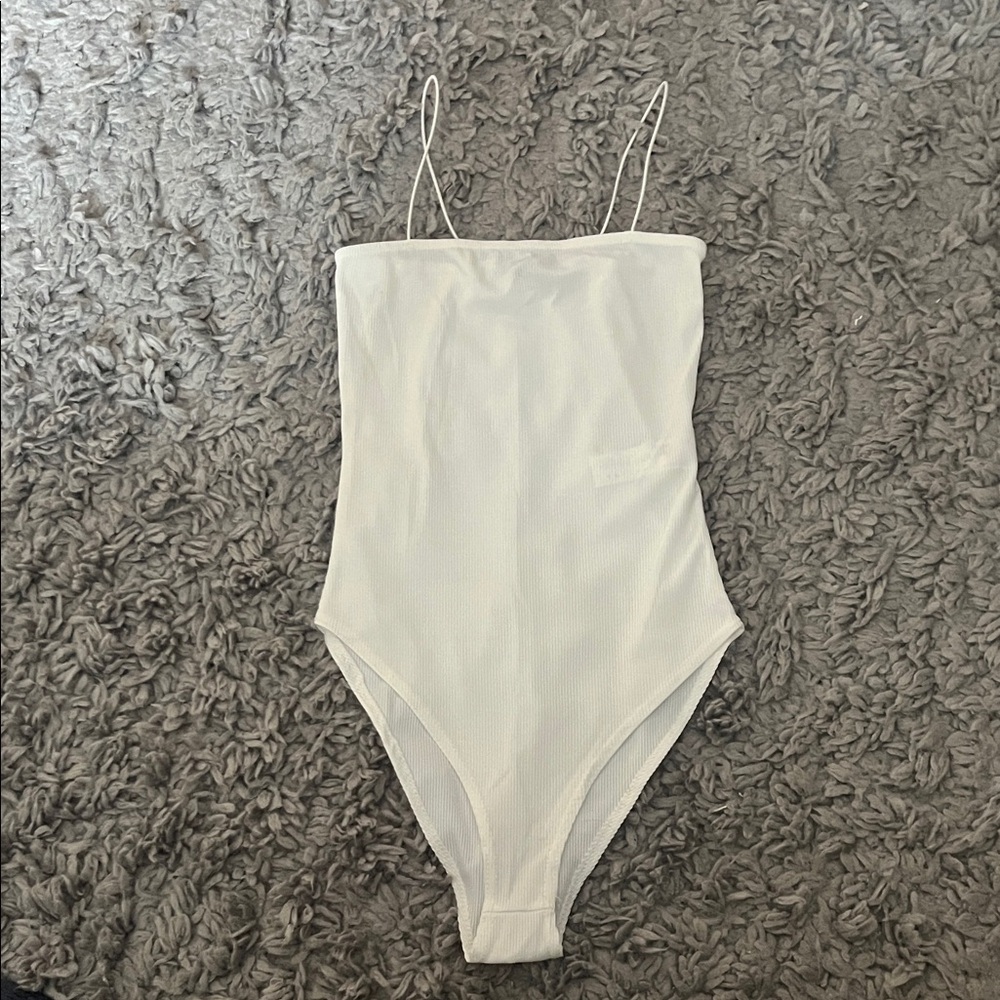 White Spaghetti Strap Bodysuit